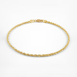 14k Yellow Gold Solid Diamond Cut Rope Bracelet