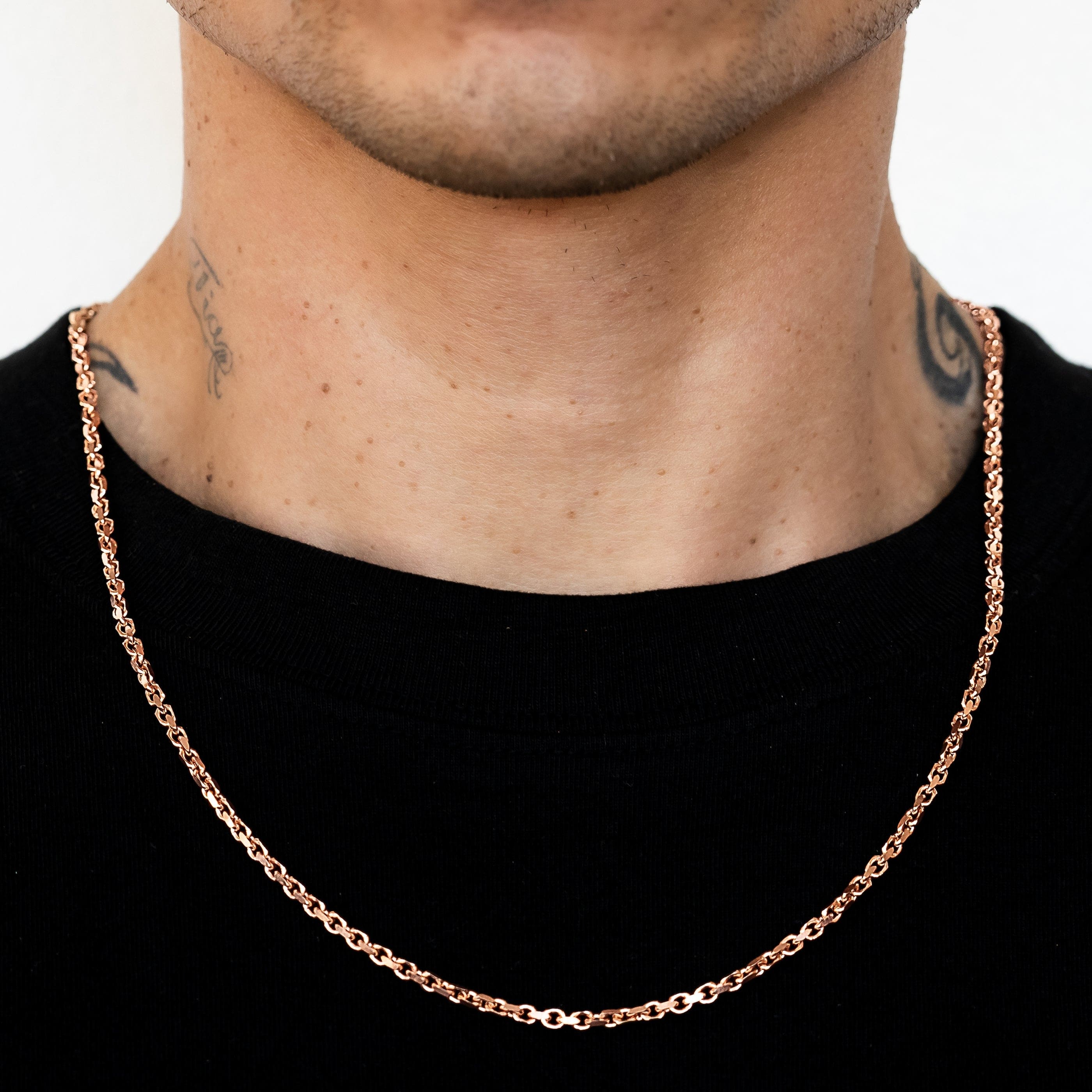14k Rose Gold Solid Heavyweight Cable Link Chain with Lobster Lock (Available 3mm to 5mm)
