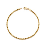 14k Yellow Gold Solid Diamond Cut Rope Bracelet