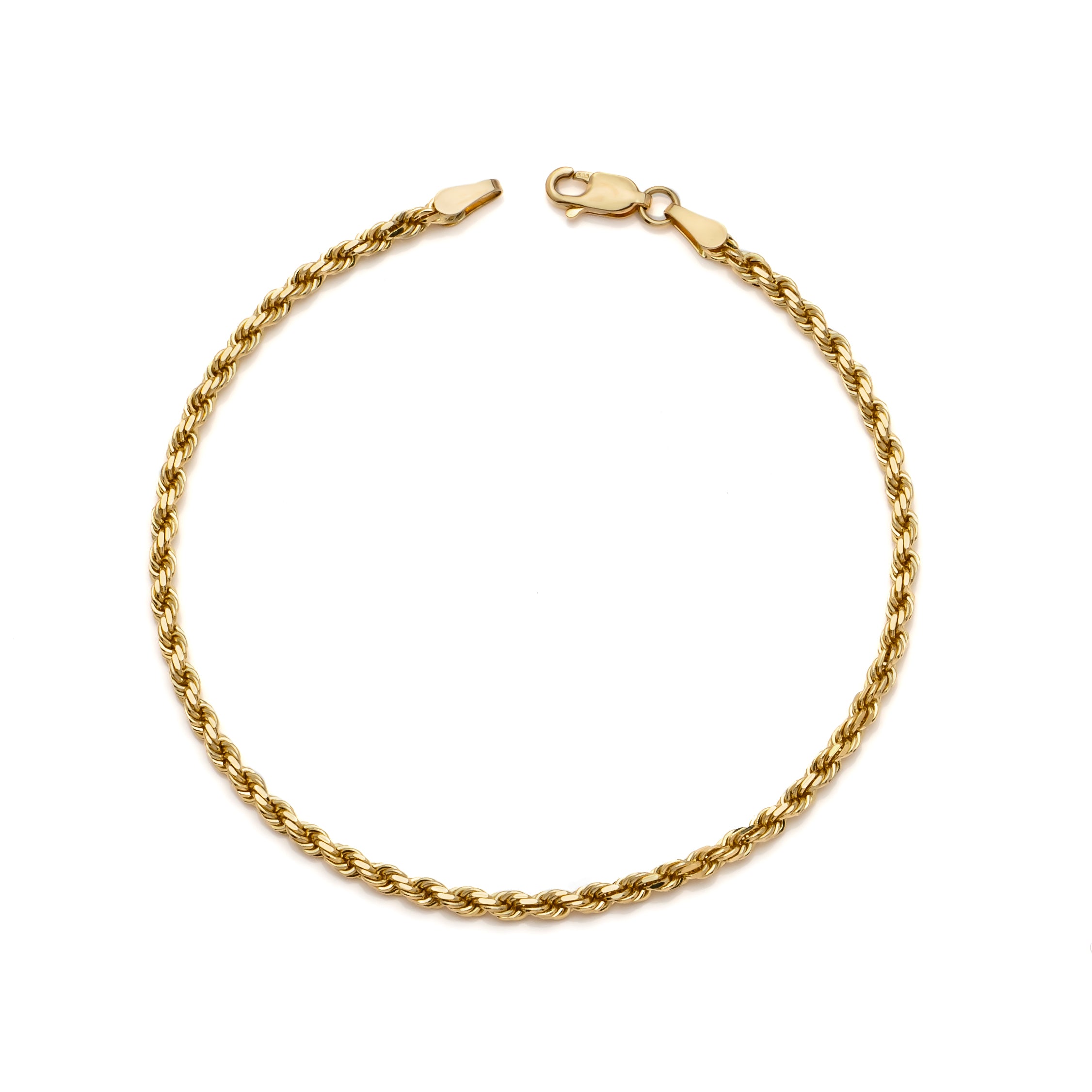 10k Yellow Gold Solid Diamond Cut Rope Bracelet