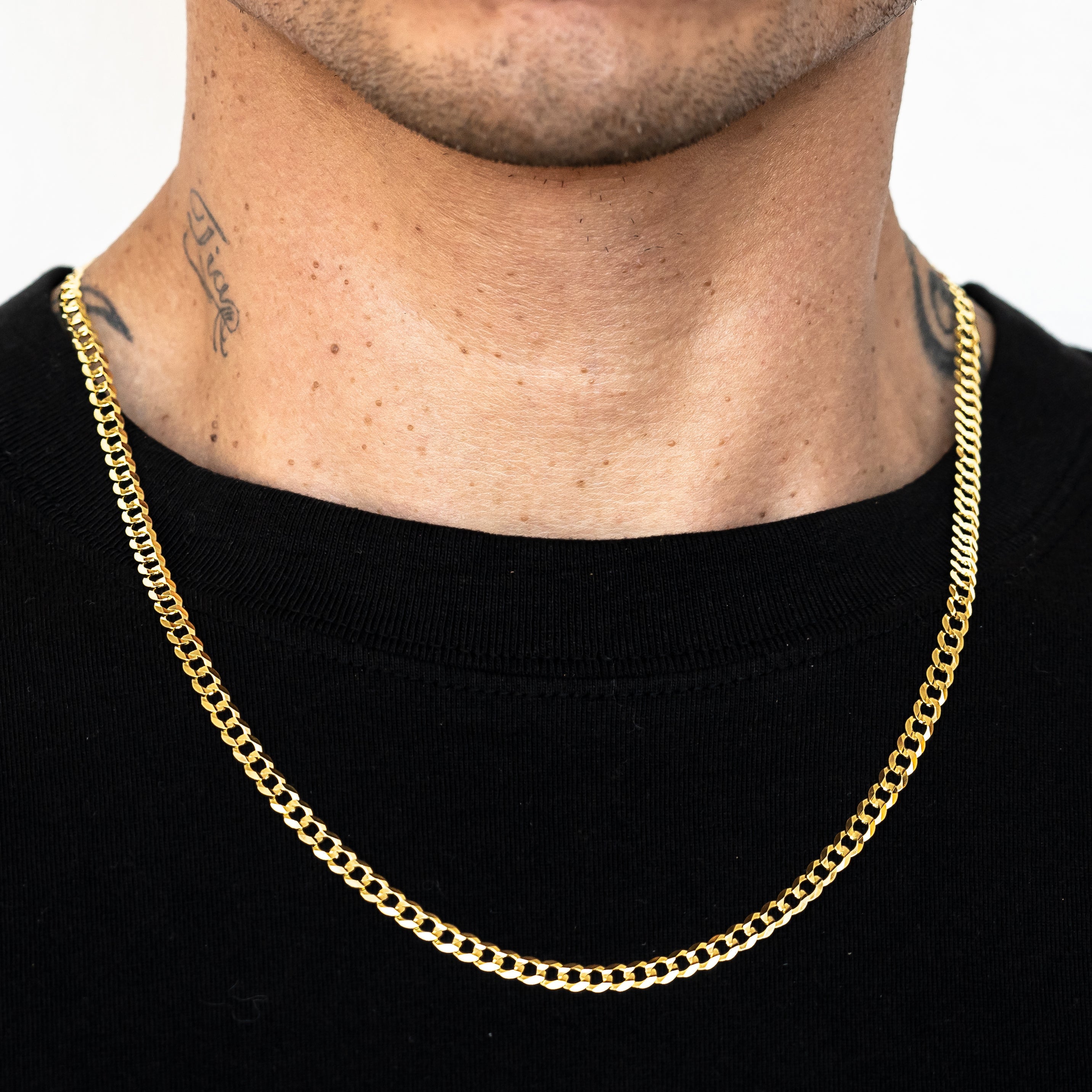 14k Yellow Gold Solid Curb Cuban Link Chain