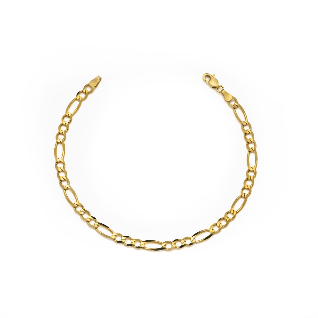 14k Yellow Gold Solid Figaro Bracelet