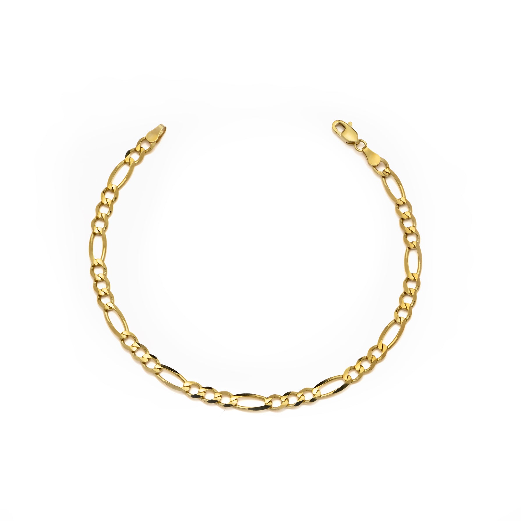 14k Yellow Gold Solid Figaro Bracelet