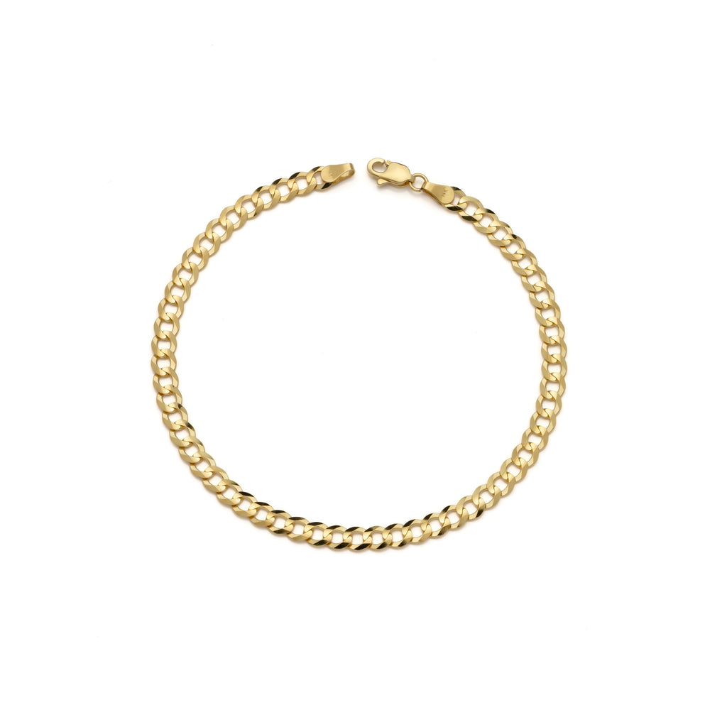 14k Yellow Gold Solid Curb Cuban Bracelet
