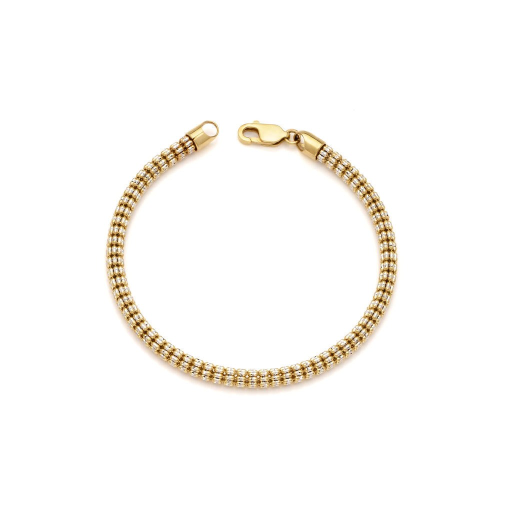 10k Gold Two-Tone Ice Chain Bracelet