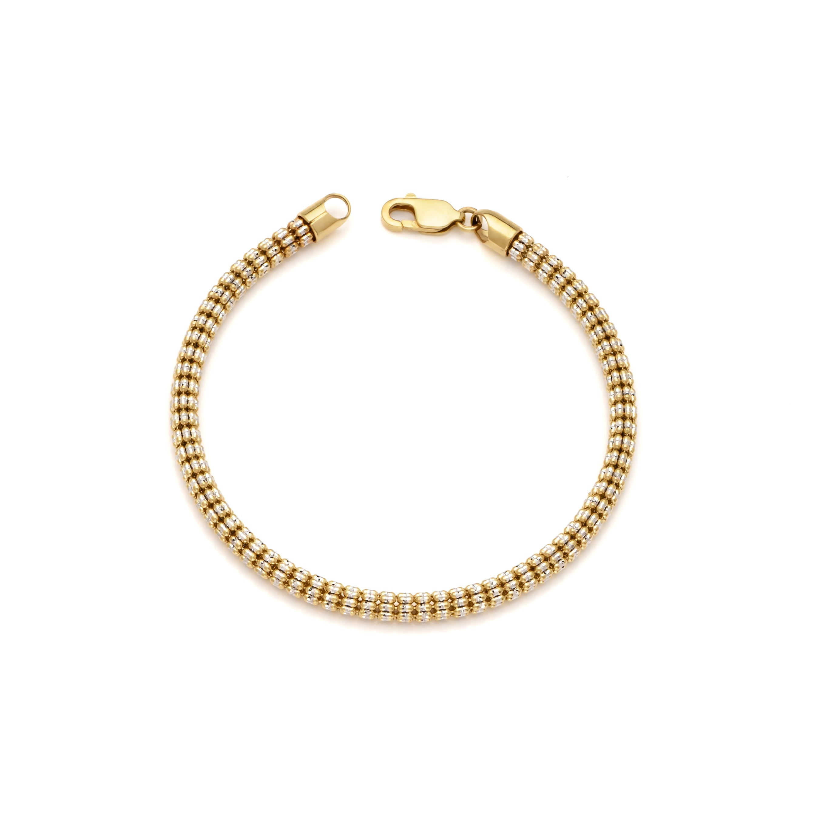 10k Gold Two-Tone Ice Chain Bracelet