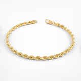 14k Yellow Gold Solid Diamond Cut Rope Bracelet