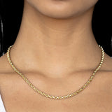 14k Women's Yellow Gold Solid Diamond Cut Rope Necklace