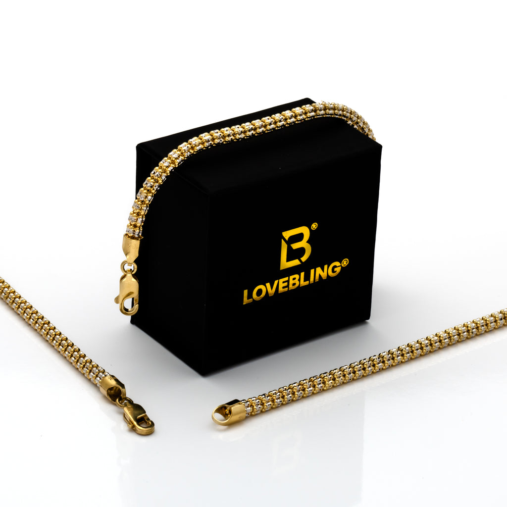 14k Gold Two-Tone Ice Chain Bracelet