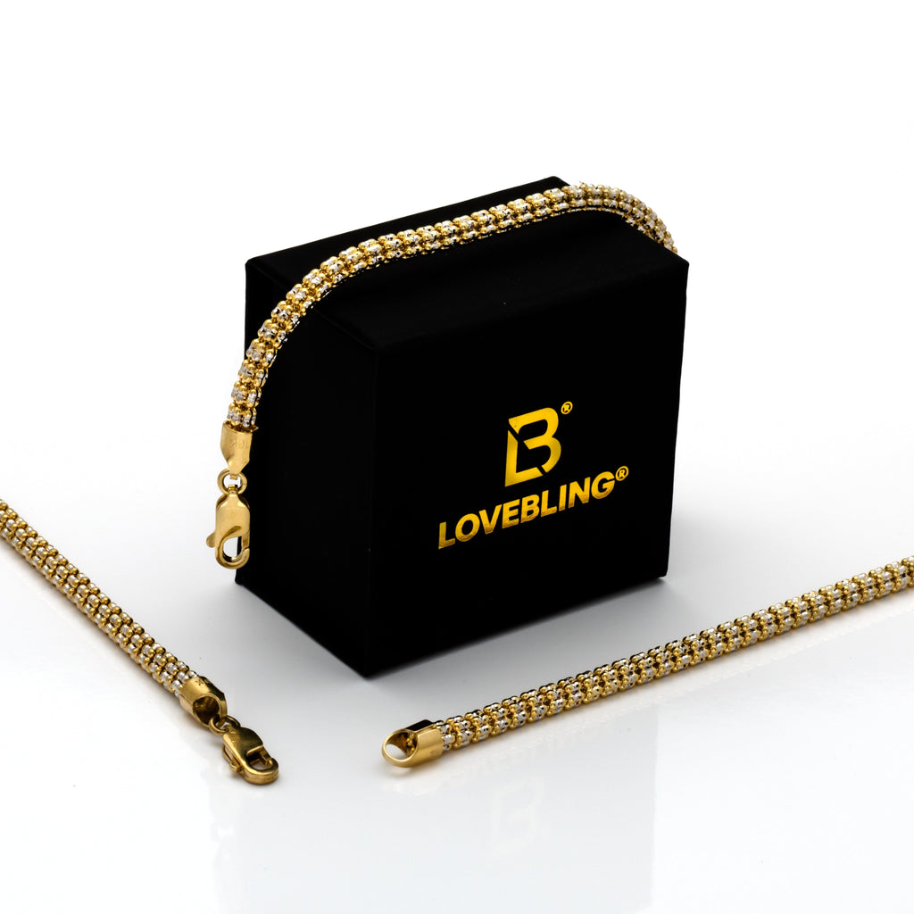 10k Gold Two-Tone Ice Chain Bracelet