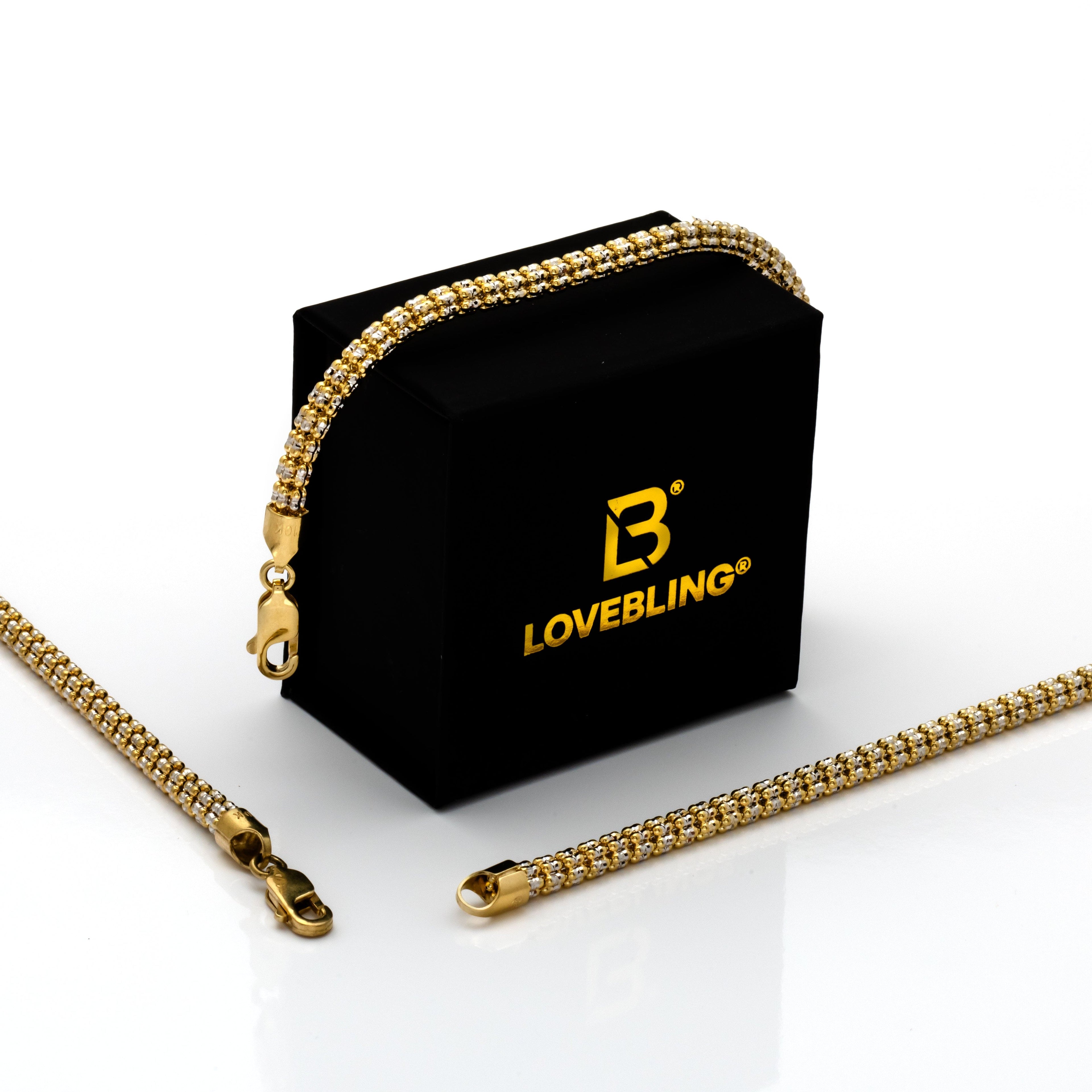 10k Gold Two-Tone Ice Chain Bracelet