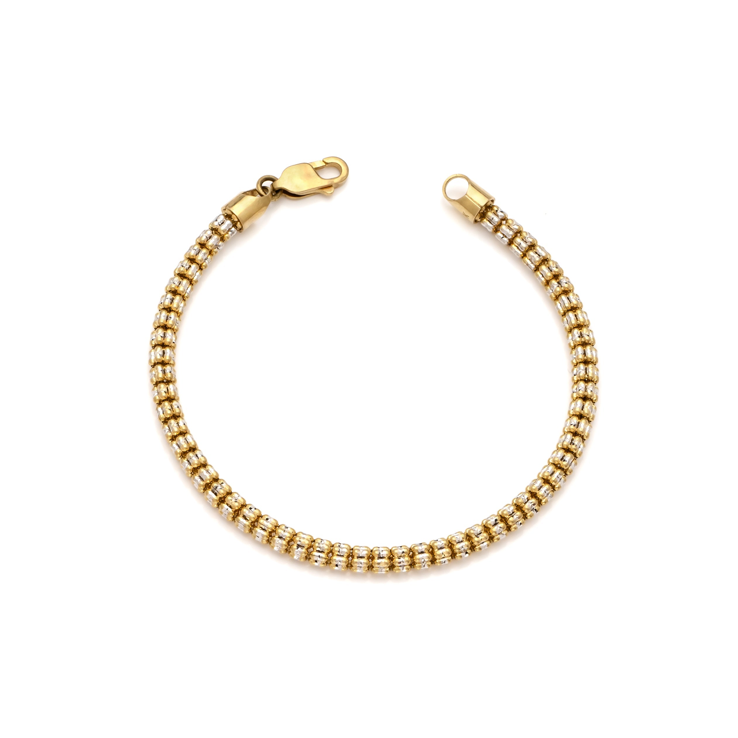 10k Gold Two-Tone Ice Chain Bracelet