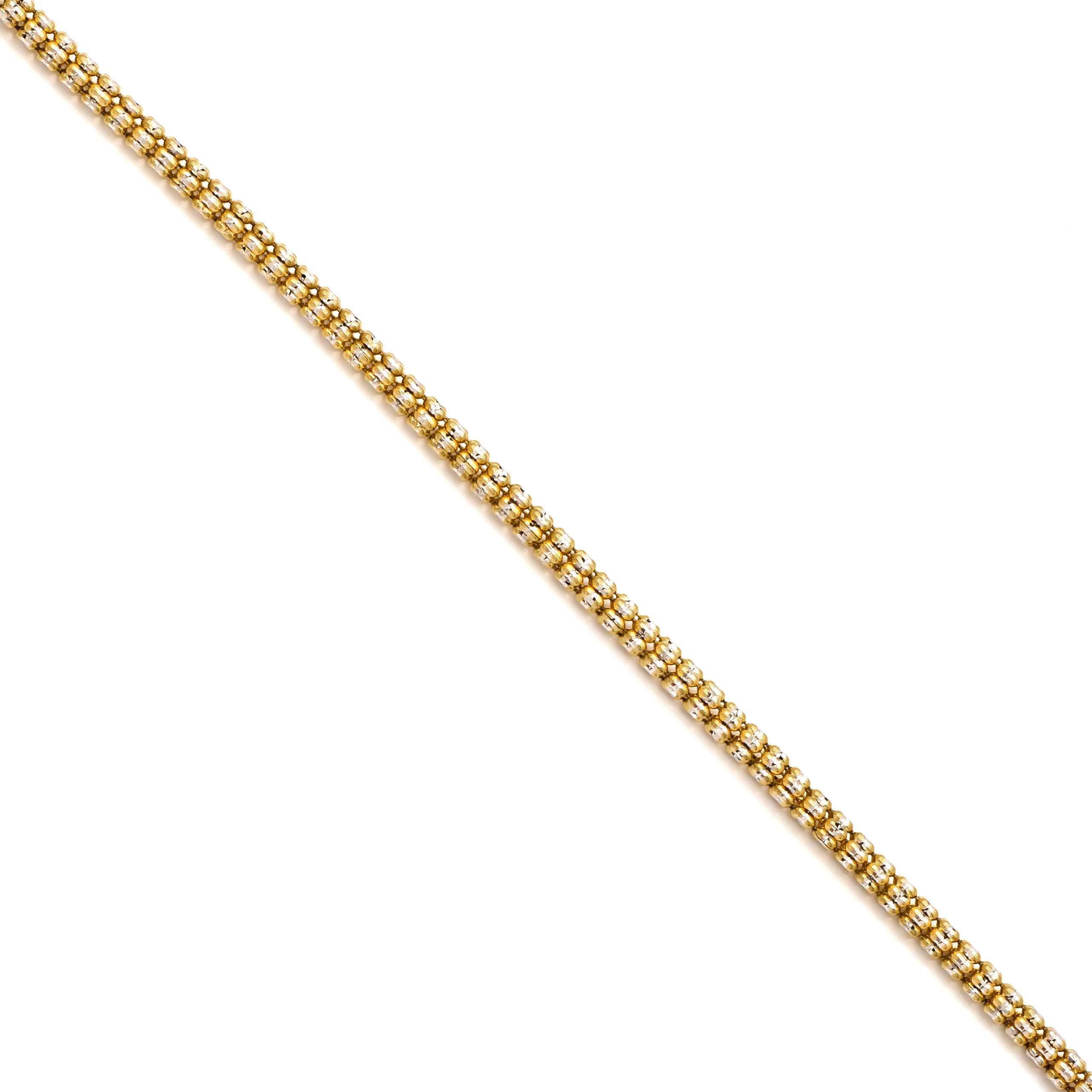 10k Gold Two-Tone Diamond Cut Ice Chain
