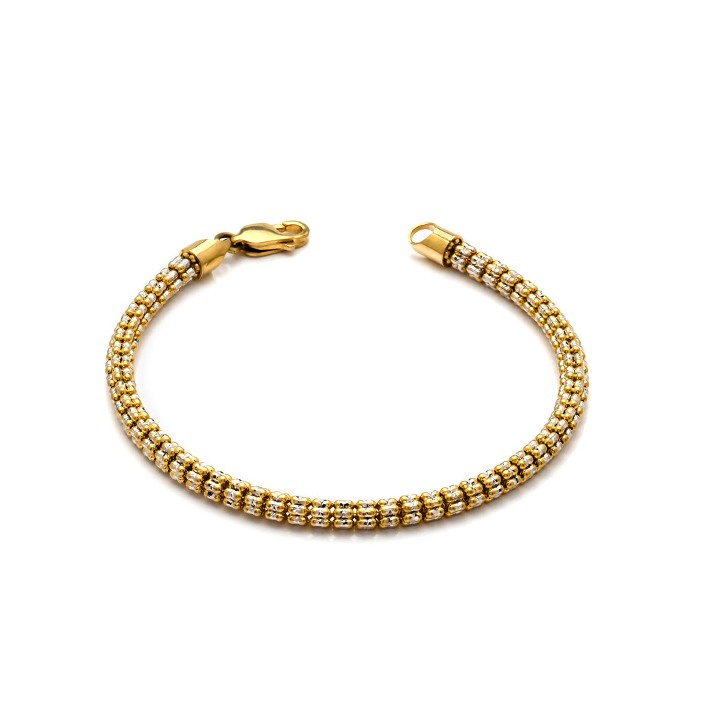 14k Gold Two-Tone Ice Chain Bracelet