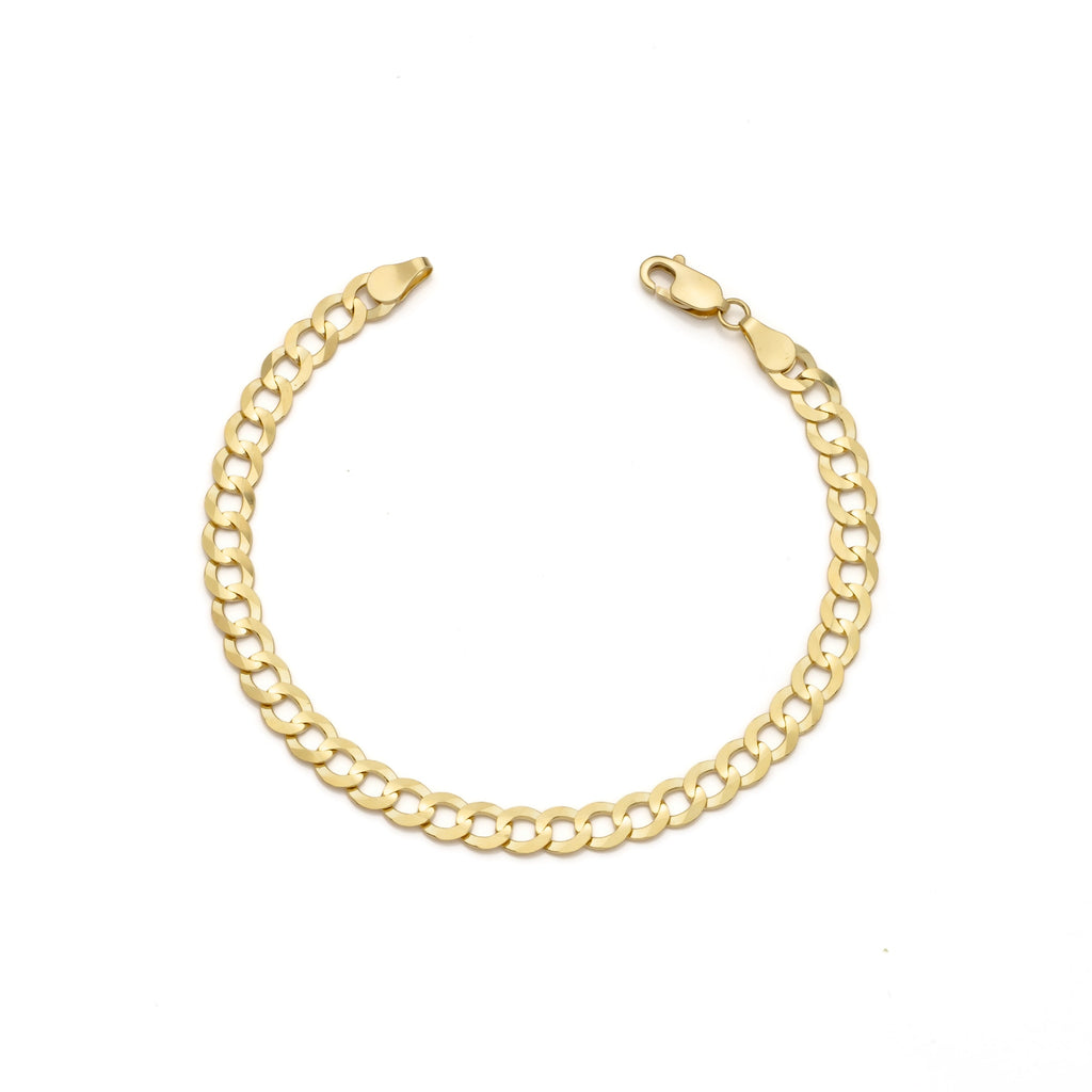 14k Yellow Gold Solid Curb Cuban Bracelet