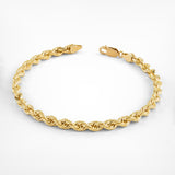 14k Yellow Gold Solid Diamond Cut Rope Bracelet