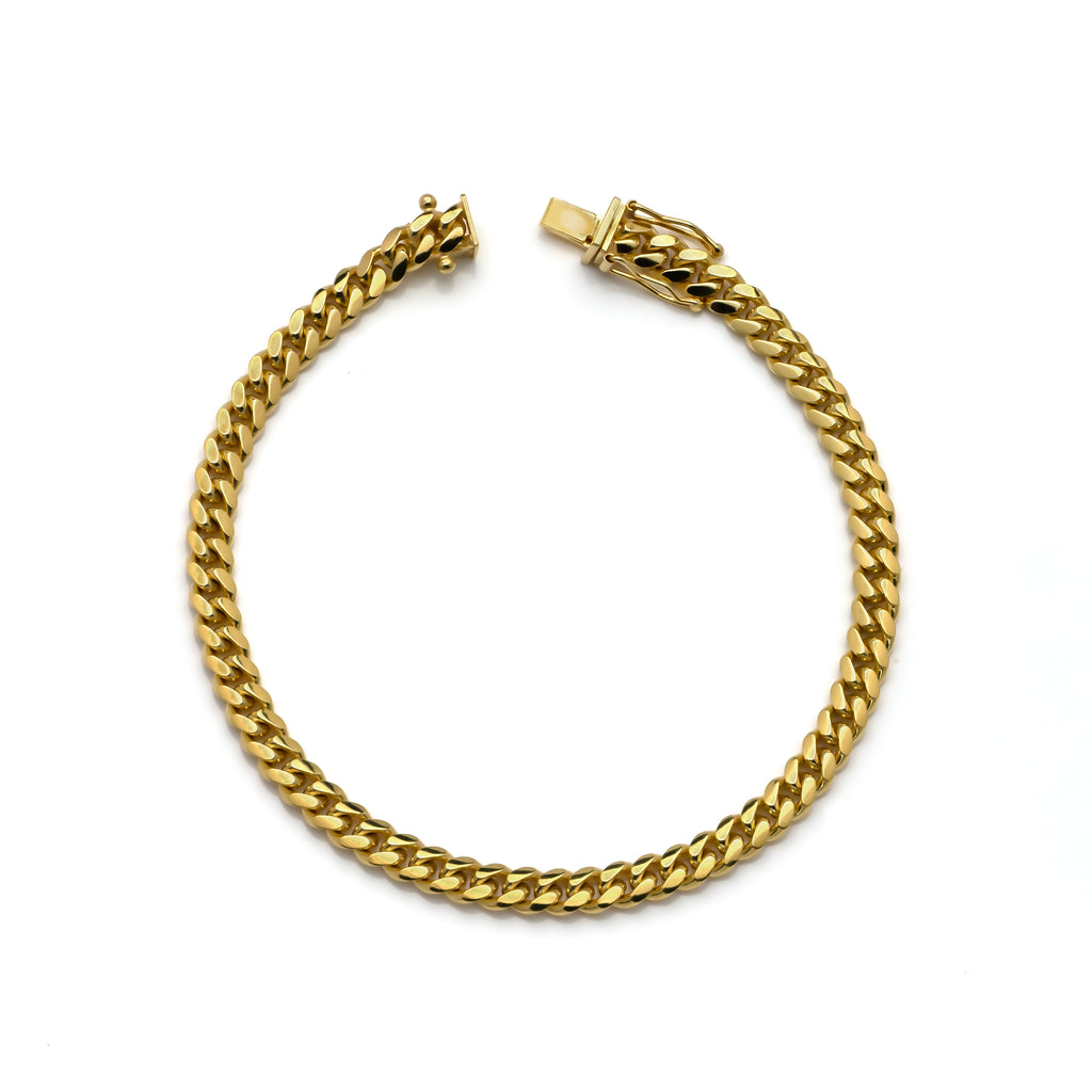 14k Yellow Gold Solid Miami Cuban Bracelet