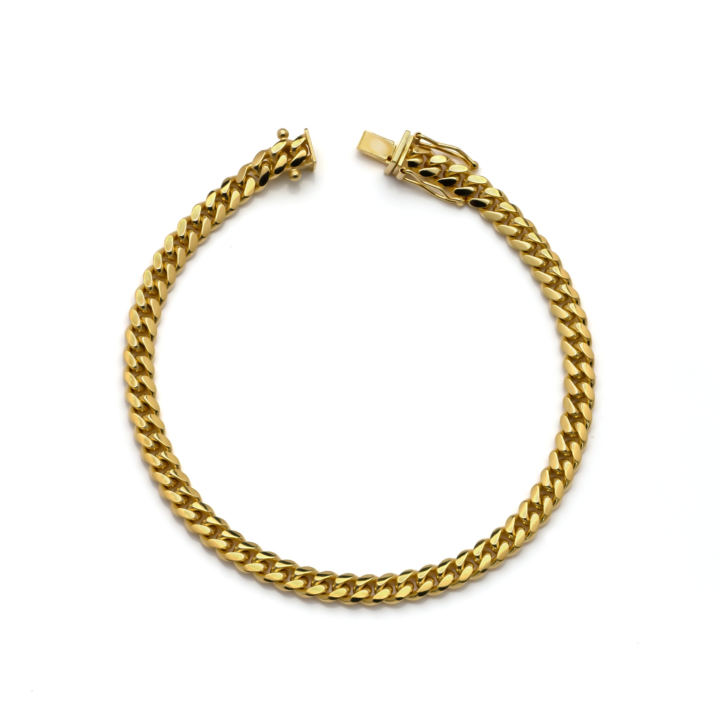 14k Yellow Gold Solid Miami Cuban Bracelet