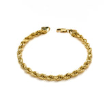 14k Yellow Gold Solid Diamond Cut Rope Bracelet