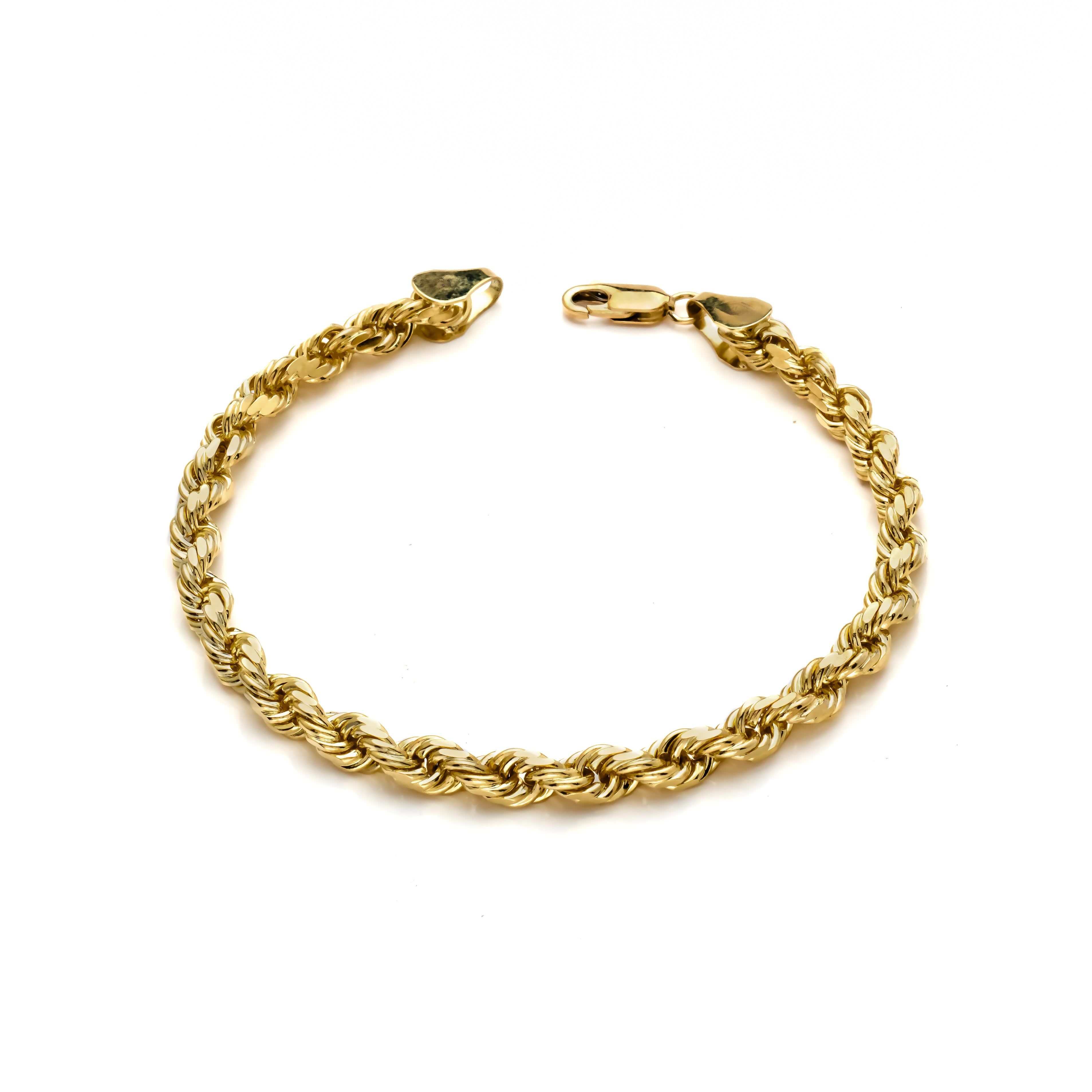 10k Yellow Gold Solid Diamond Cut Rope Bracelet