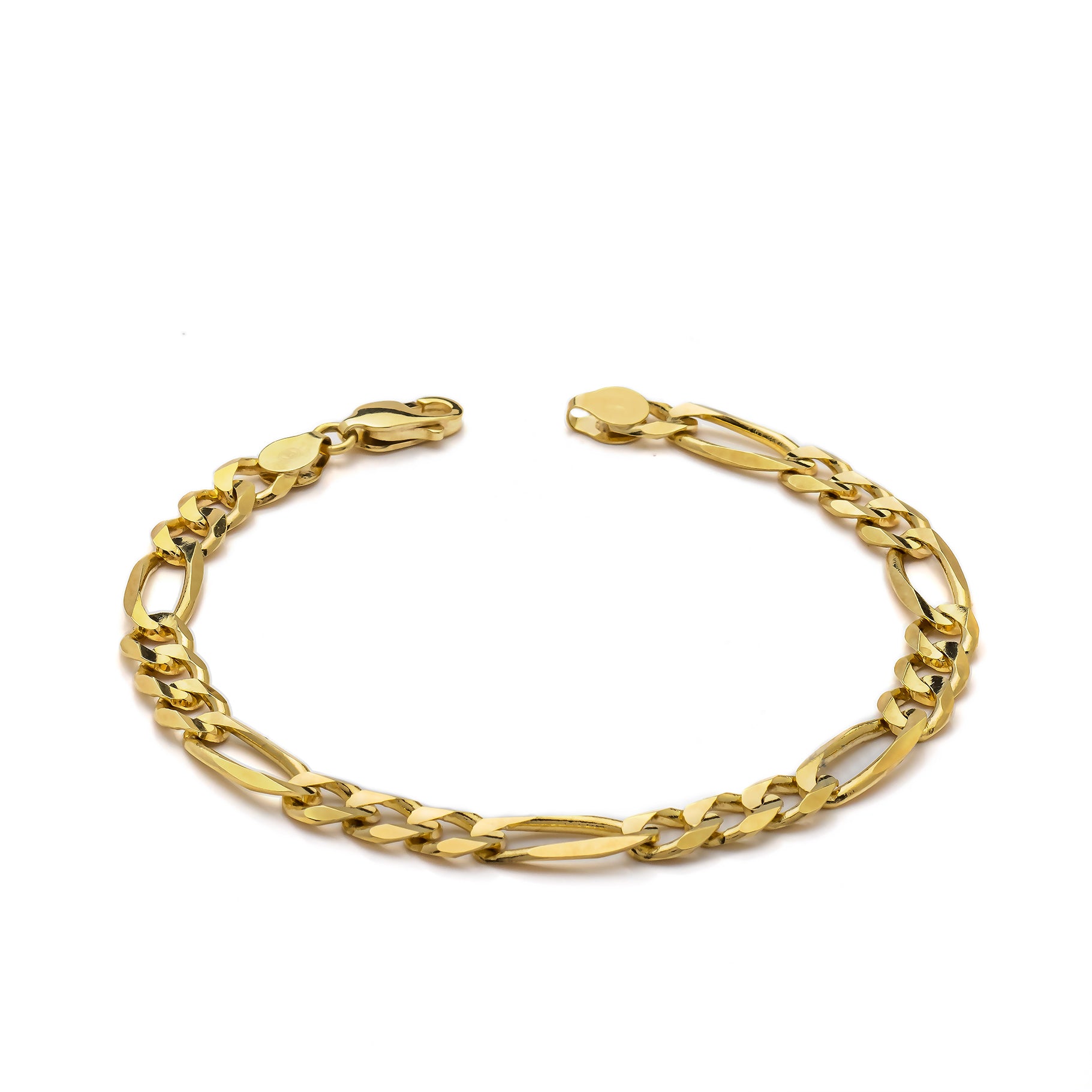 14k Yellow Gold Solid Figaro Bracelet