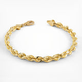 14k Yellow Gold Solid Diamond Cut Rope Bracelet