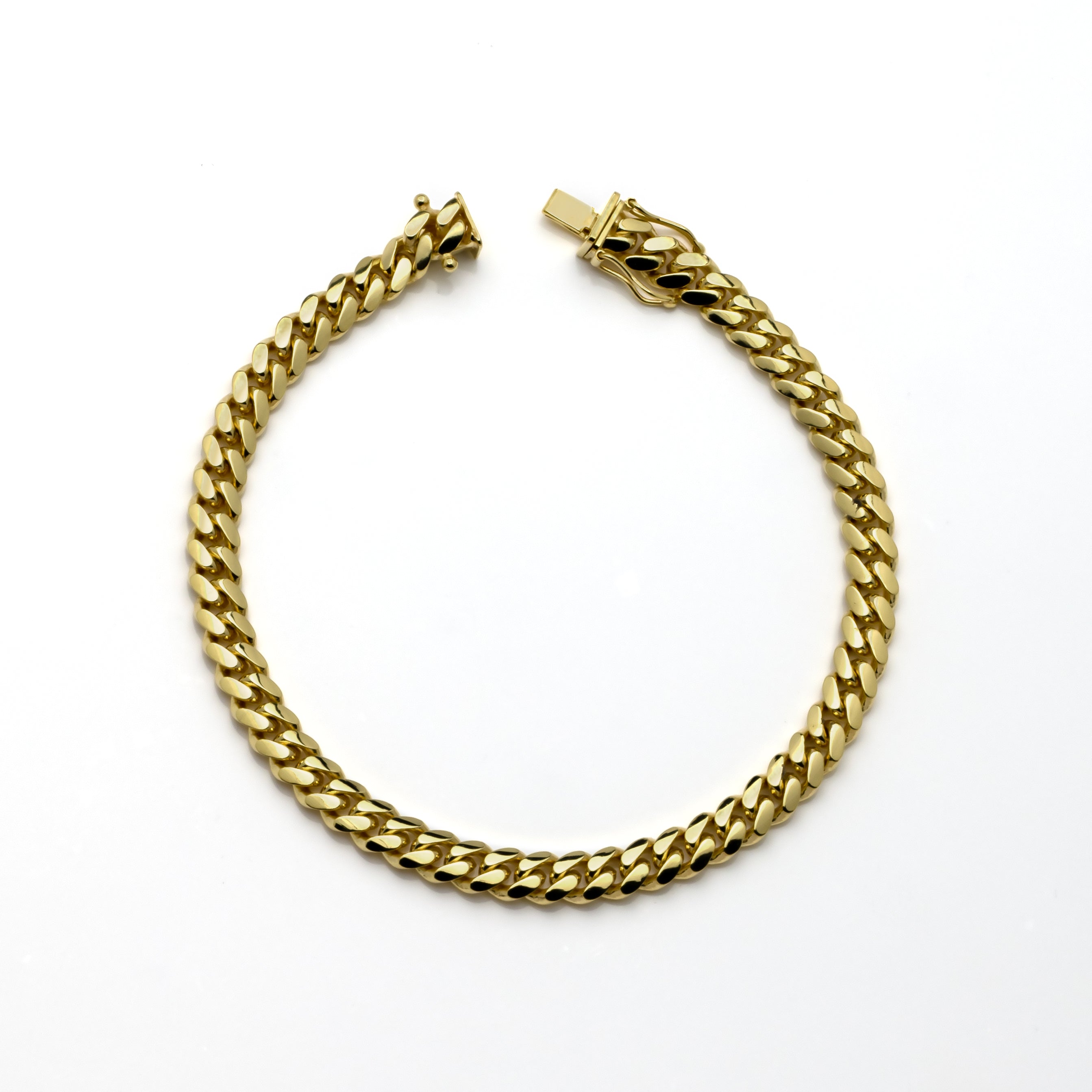 14k Yellow Gold Solid Miami Cuban Bracelet