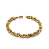 14k Yellow Gold Solid Diamond Cut Rope Bracelet