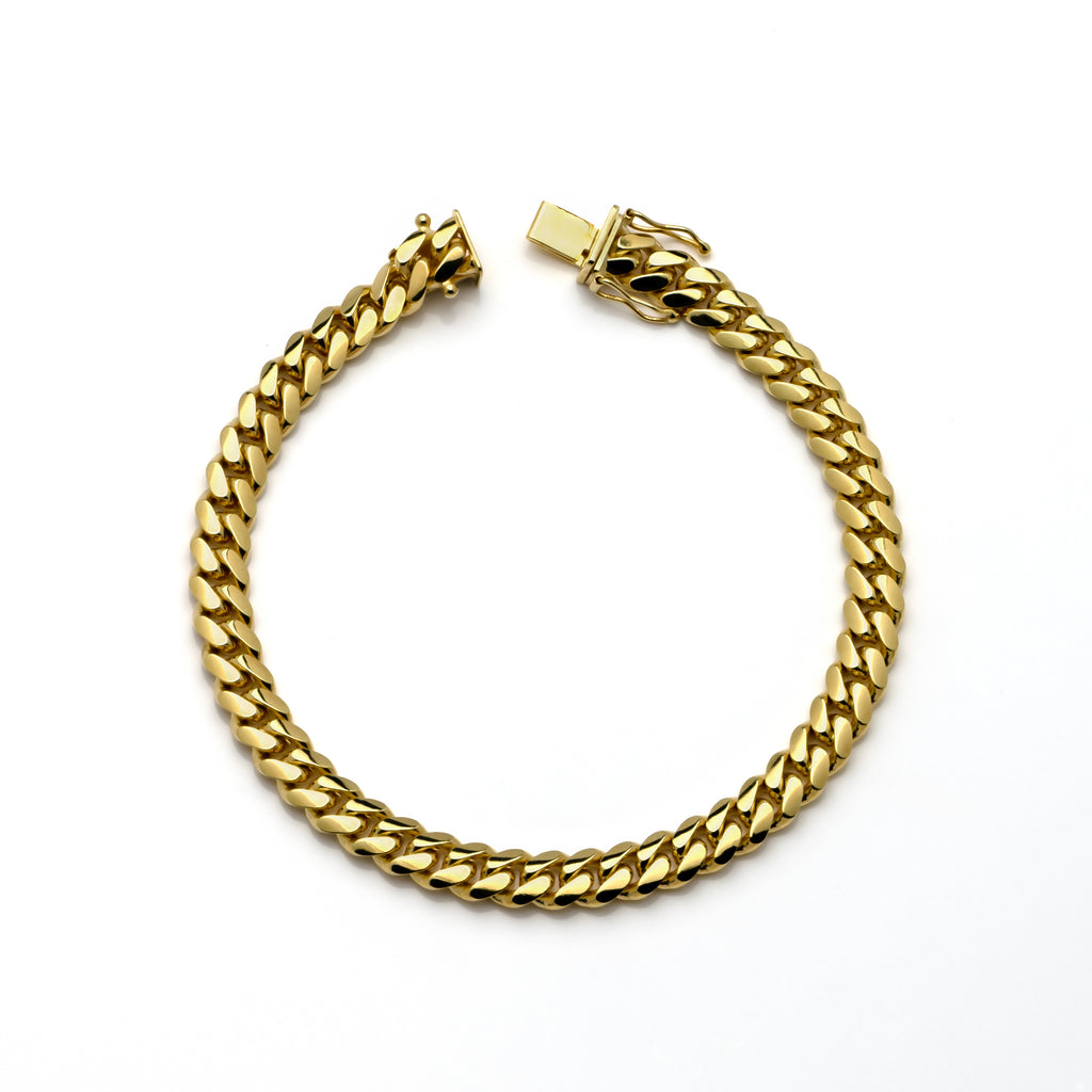 14k Yellow Gold Solid Miami Cuban Bracelet