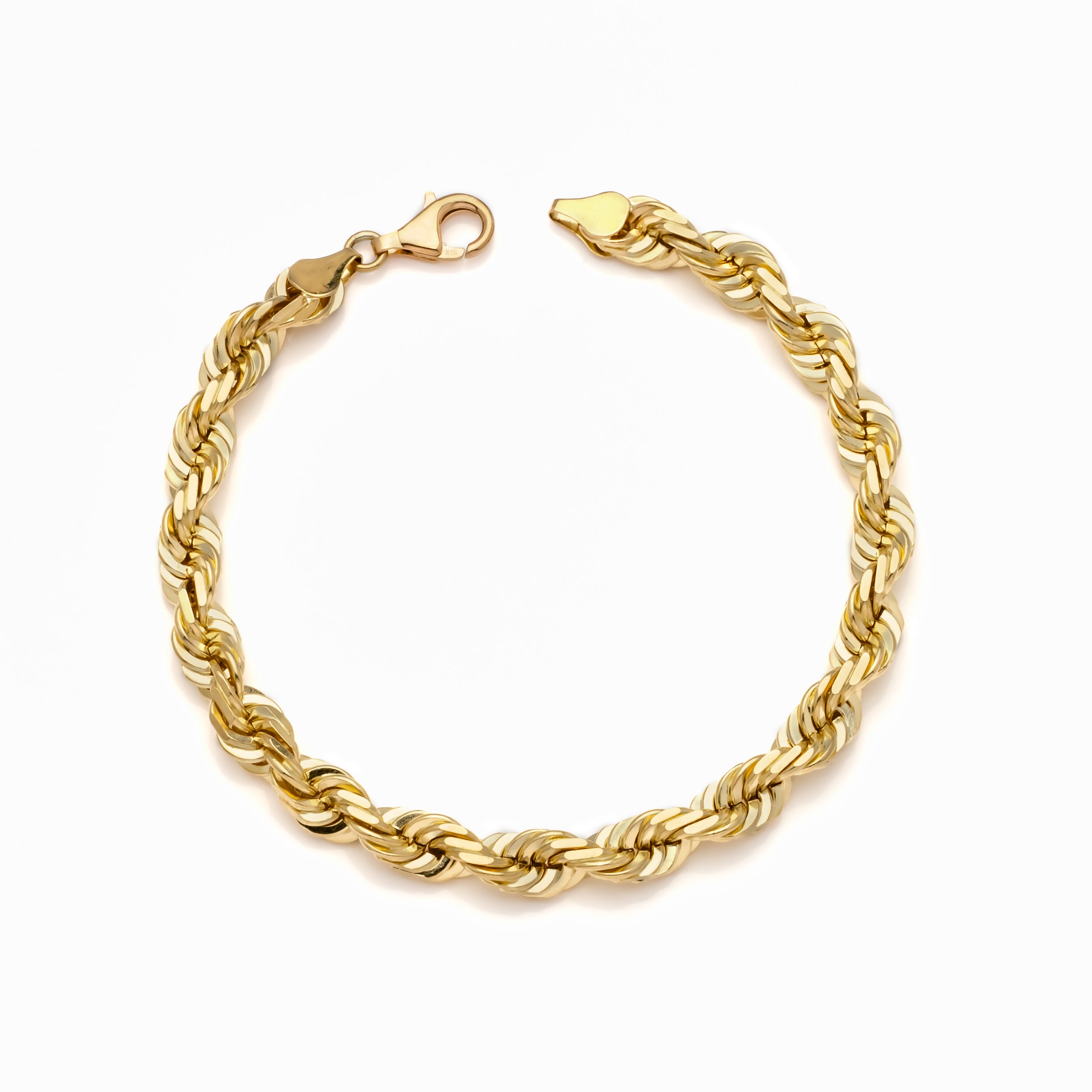 10k Yellow Gold Solid Diamond Cut Rope Bracelet