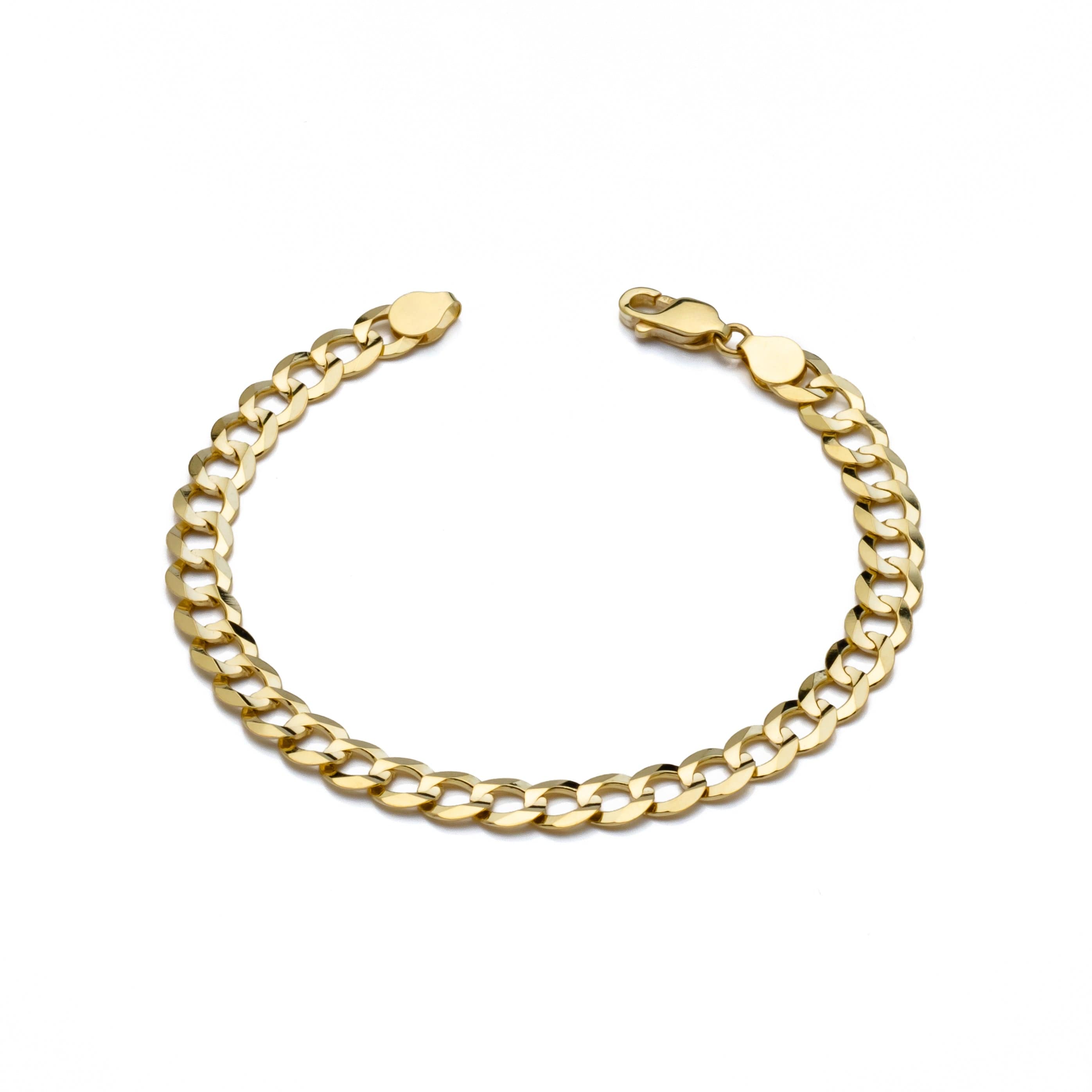10k Yellow Gold Solid Curb Cuban Bracelet