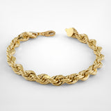 14k Yellow Gold Solid Diamond Cut Rope Bracelet