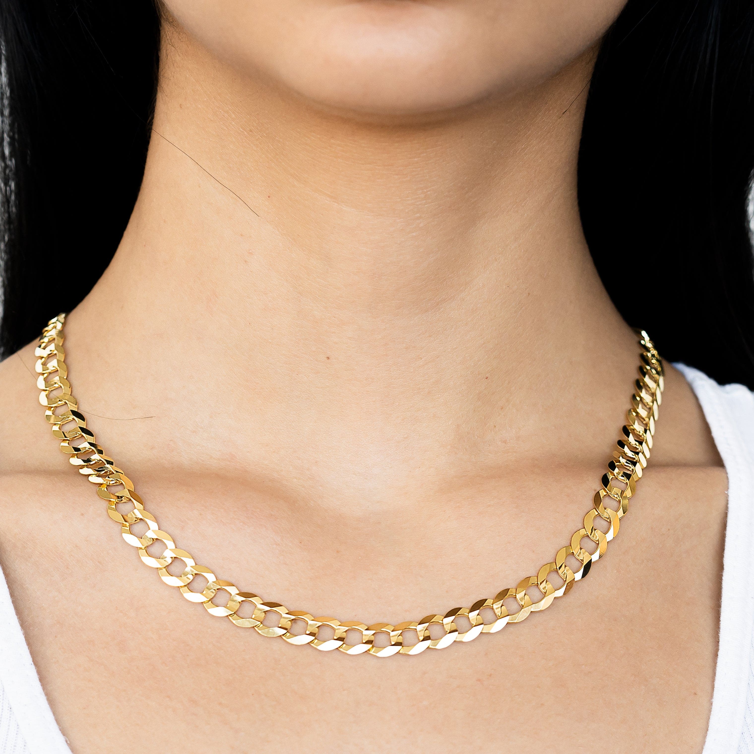 14k Women's Yellow Gold Solid Curb Cuban Link Chain