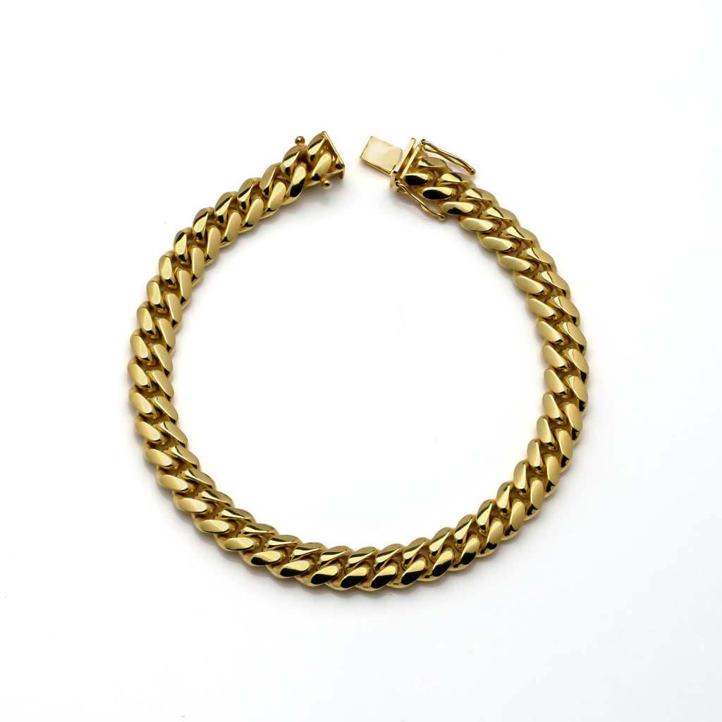 14k Yellow Gold Solid Miami Cuban Bracelet