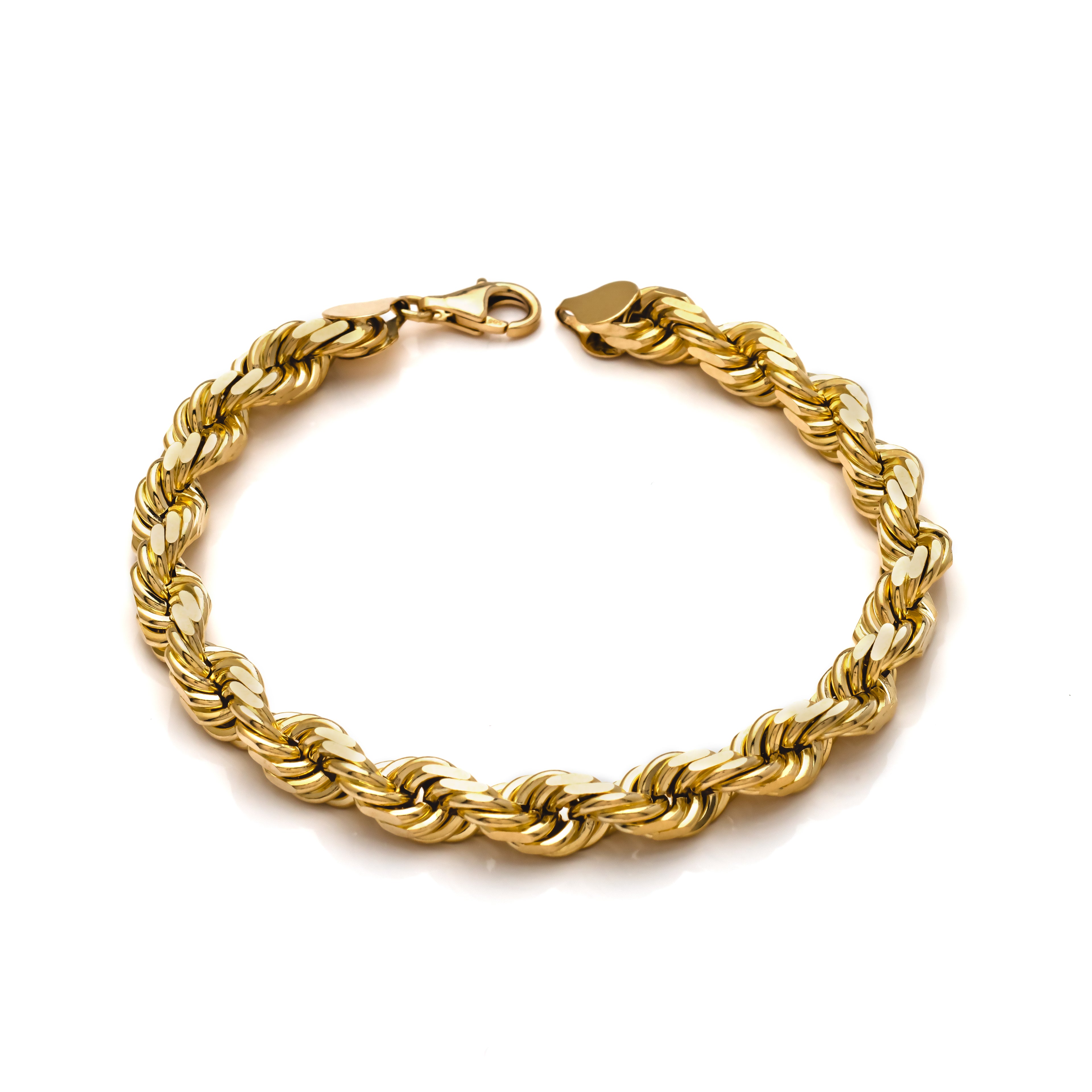 10k Yellow Gold Solid Diamond Cut Rope Bracelet