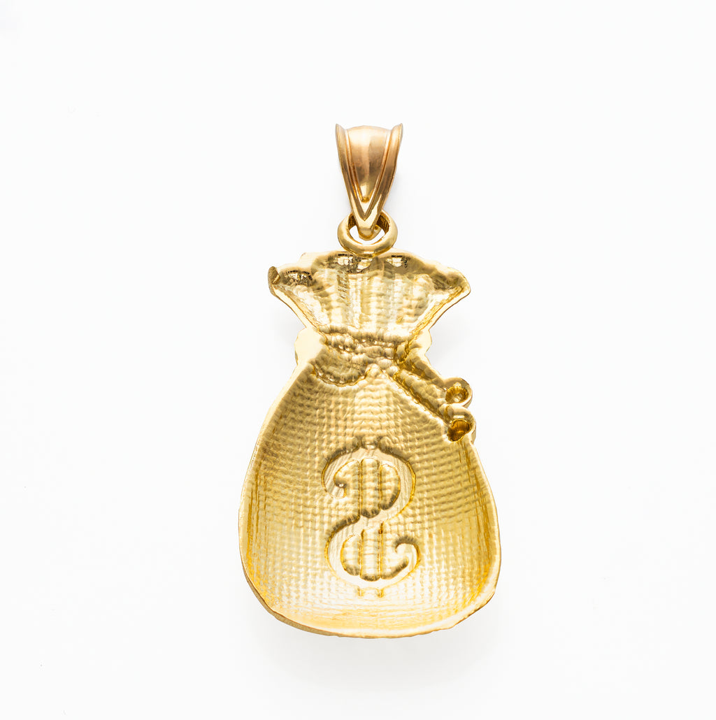 10k Solid Gold Money Bag Charm Pendant Medium 2.4 grams