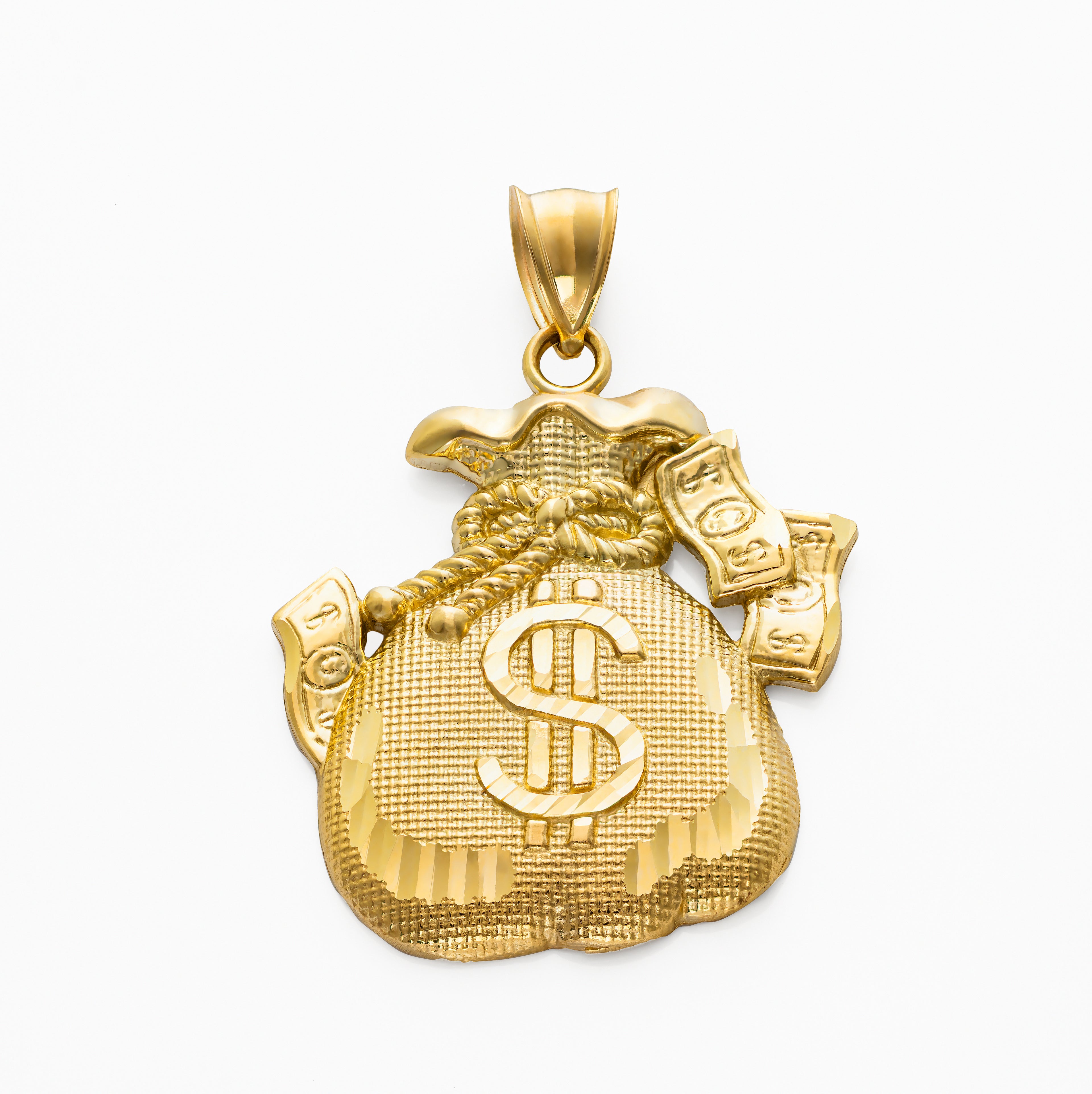 10k Solid Gold Money Bag Charm Pendant Small 2 grams