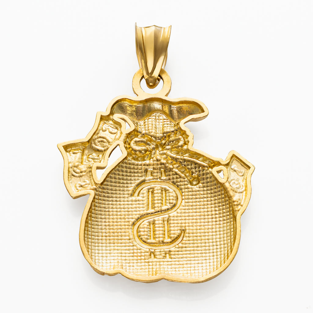 10k Solid Gold Money Bag Charm Pendant Extra Large 4.2 grams