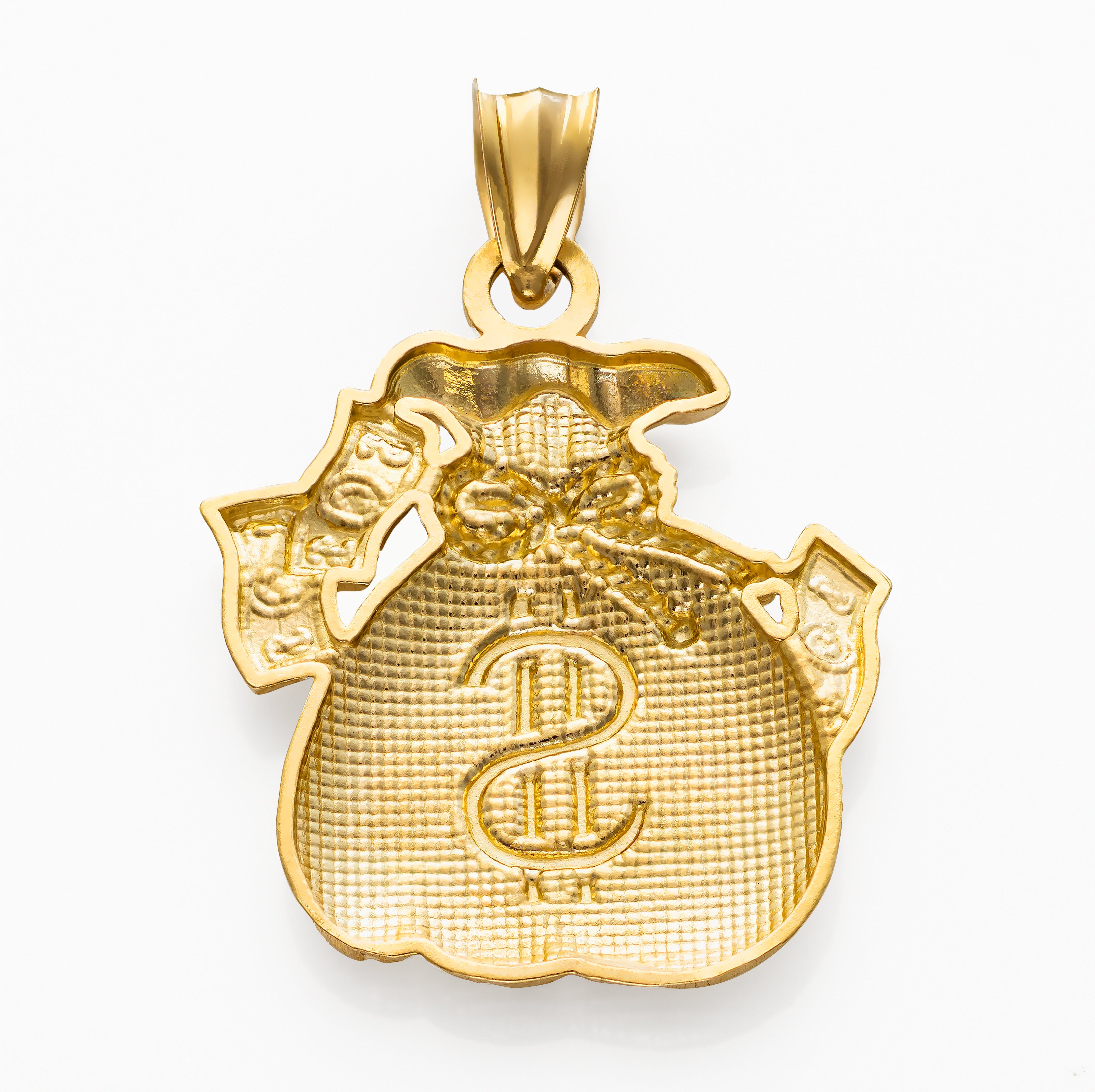 10k Solid Gold Money Bag Charm Pendant Extra Large 4.2 grams