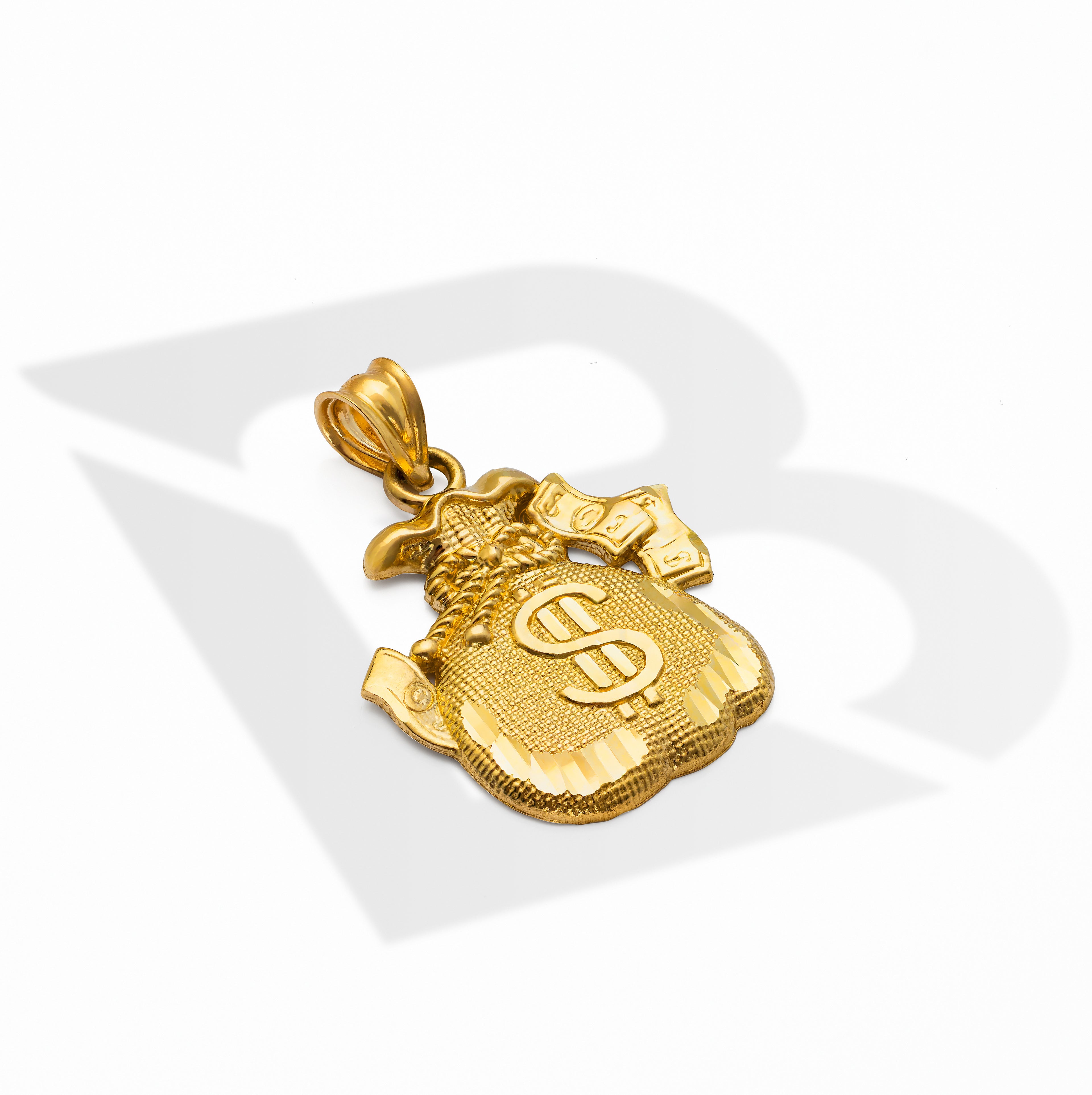 10k Solid Gold Money Bag Charm Pendant Small 2 grams