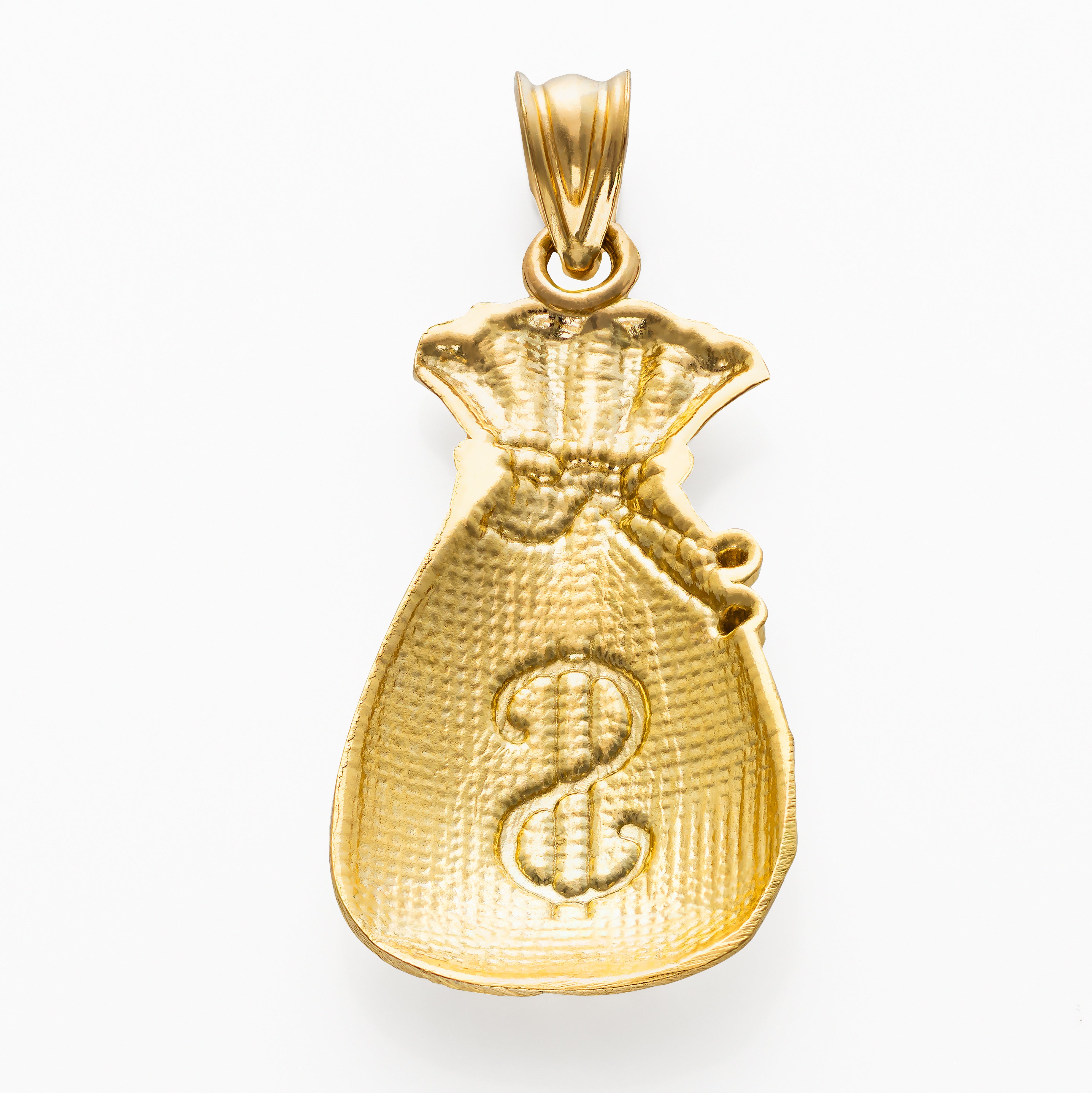 10k Solid Gold Money Bag Charm Pendant Large 3.10 grams