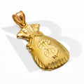 10k Solid Gold Money Bag Charm Pendant Large 3.10 grams