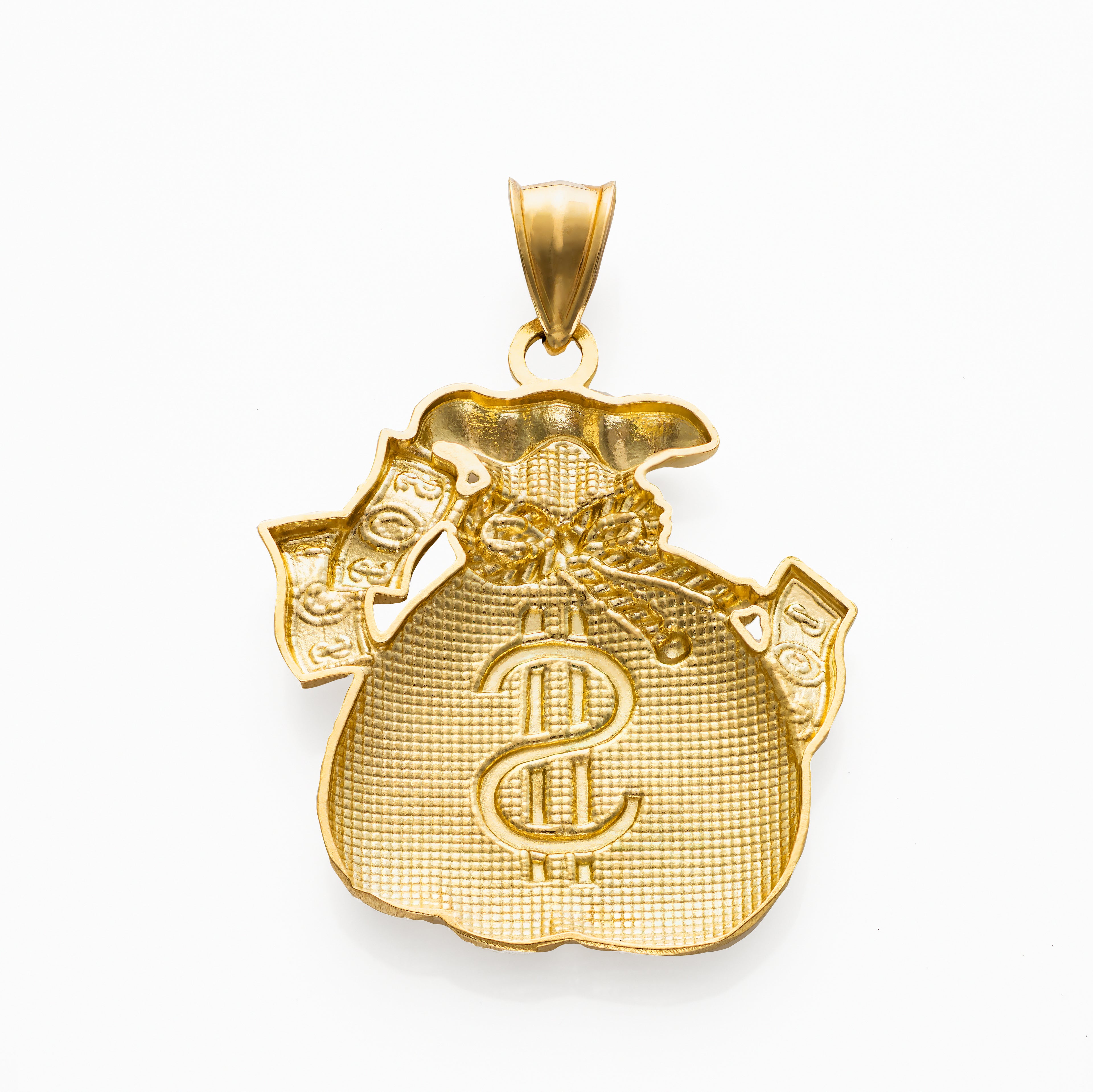 10k Solid Gold Money Bag Charm Pendant Small 2 grams