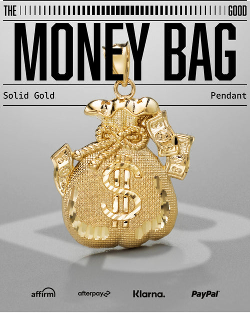 10k Solid Gold Money Bag Charm Pendant Extra Large 4.2 grams