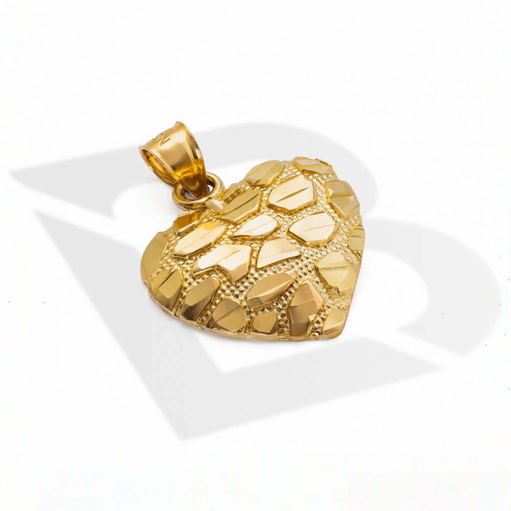 10k Solid Gold Heart Nugget Charm Pendant 0.8 Grams