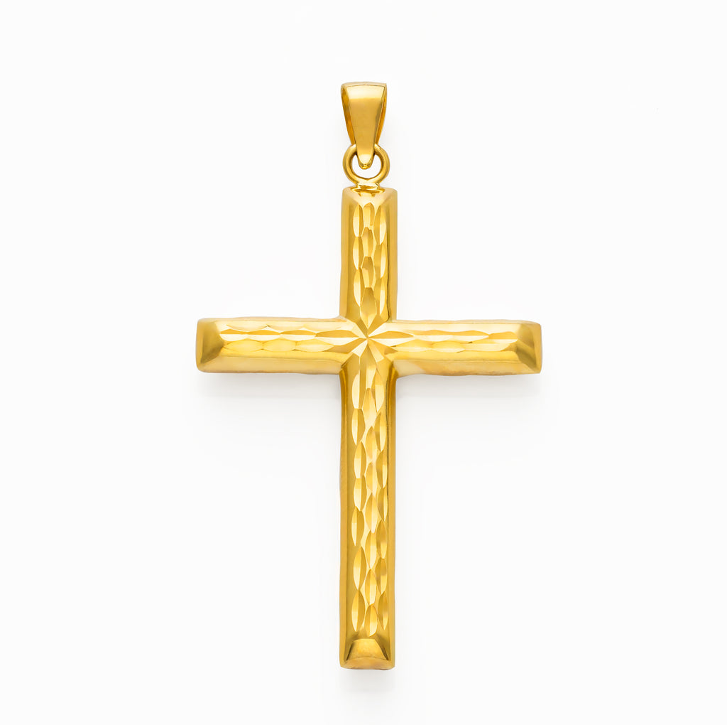 14k Solid Gold Diamond Cut Cross Pendant 1.9 grams