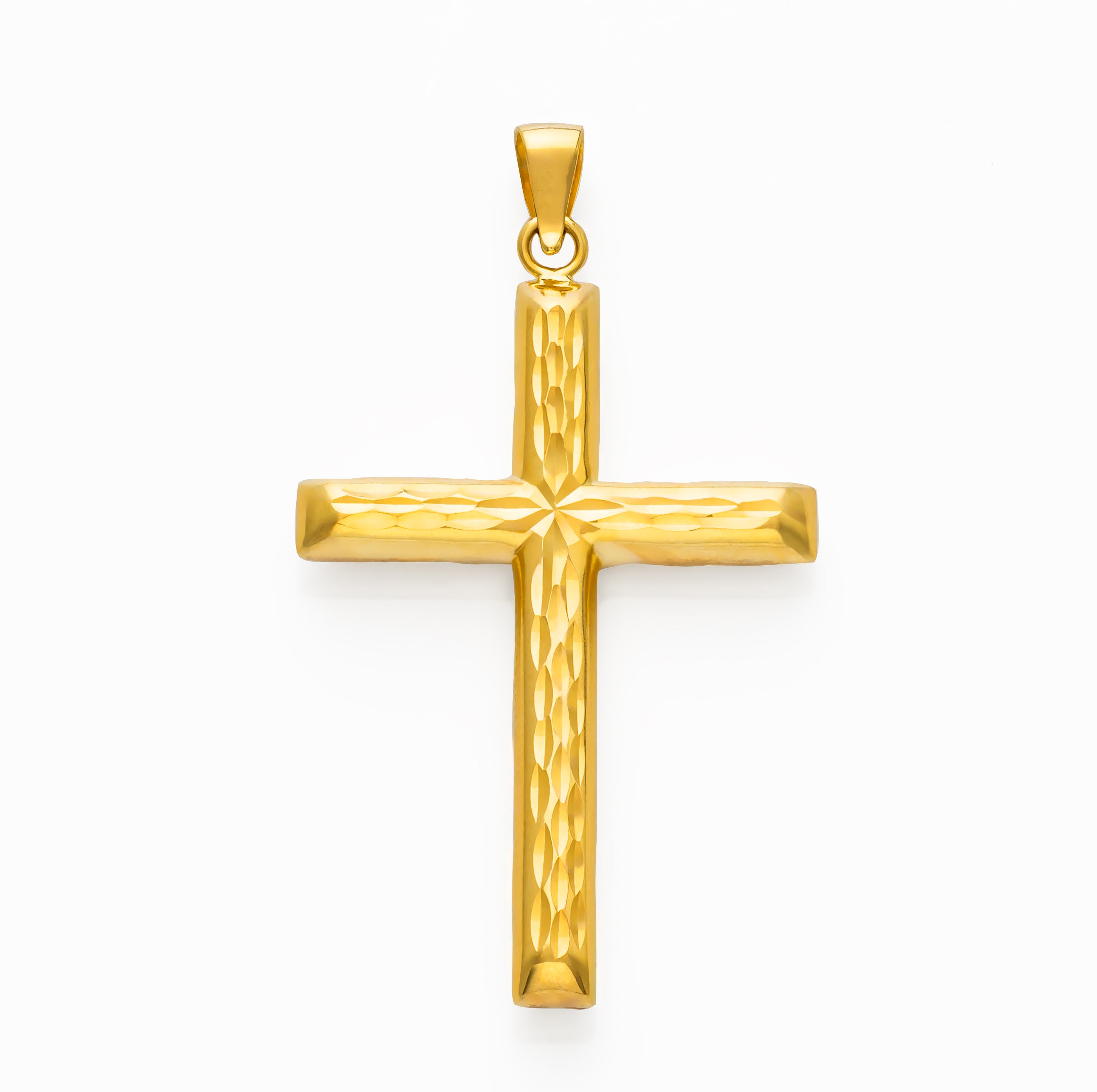 10k Solid Gold Diamond Cut Cross Pendant 1.6 grams