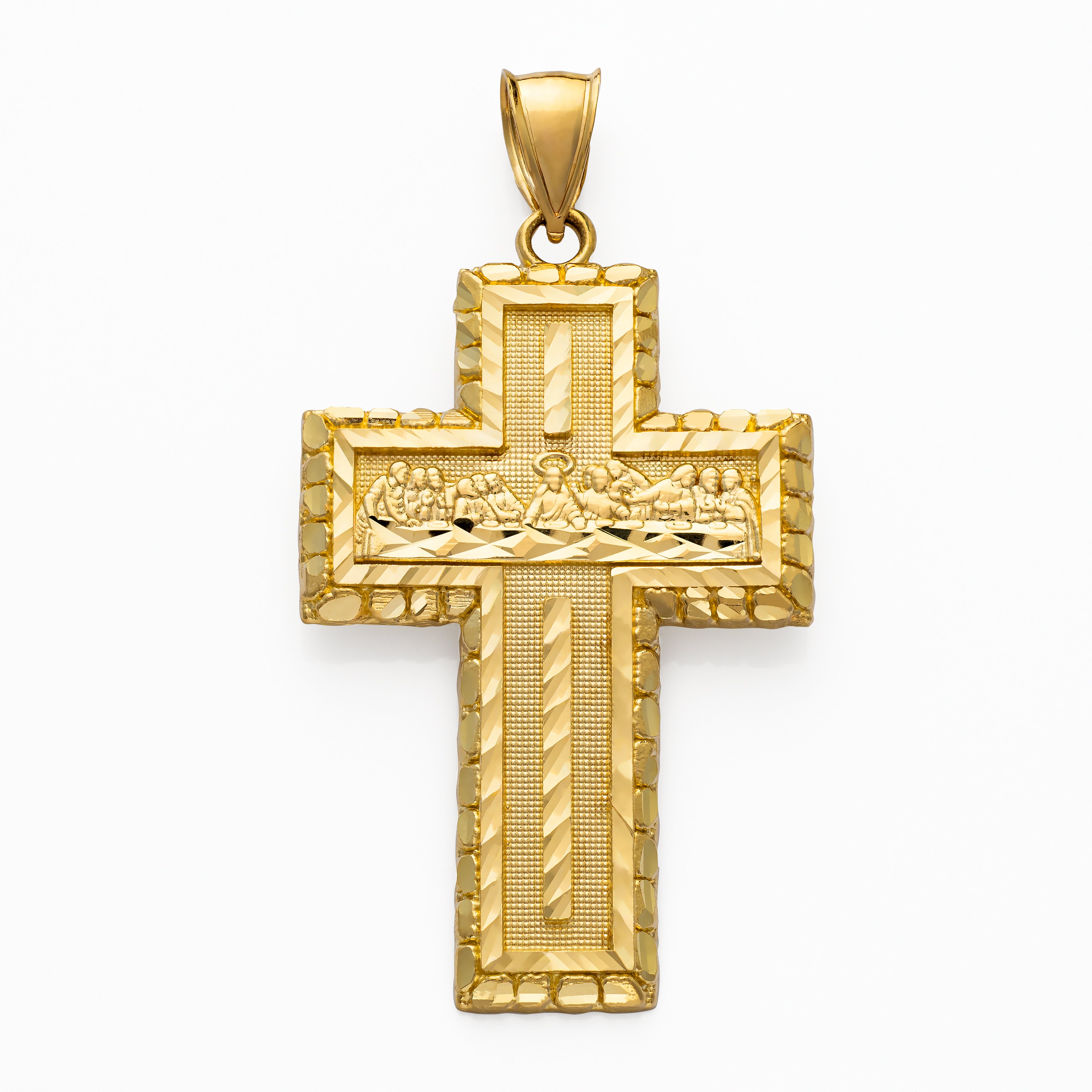 10k Solid Gold Last Supper HQ Cross Pendant 8.5 grams