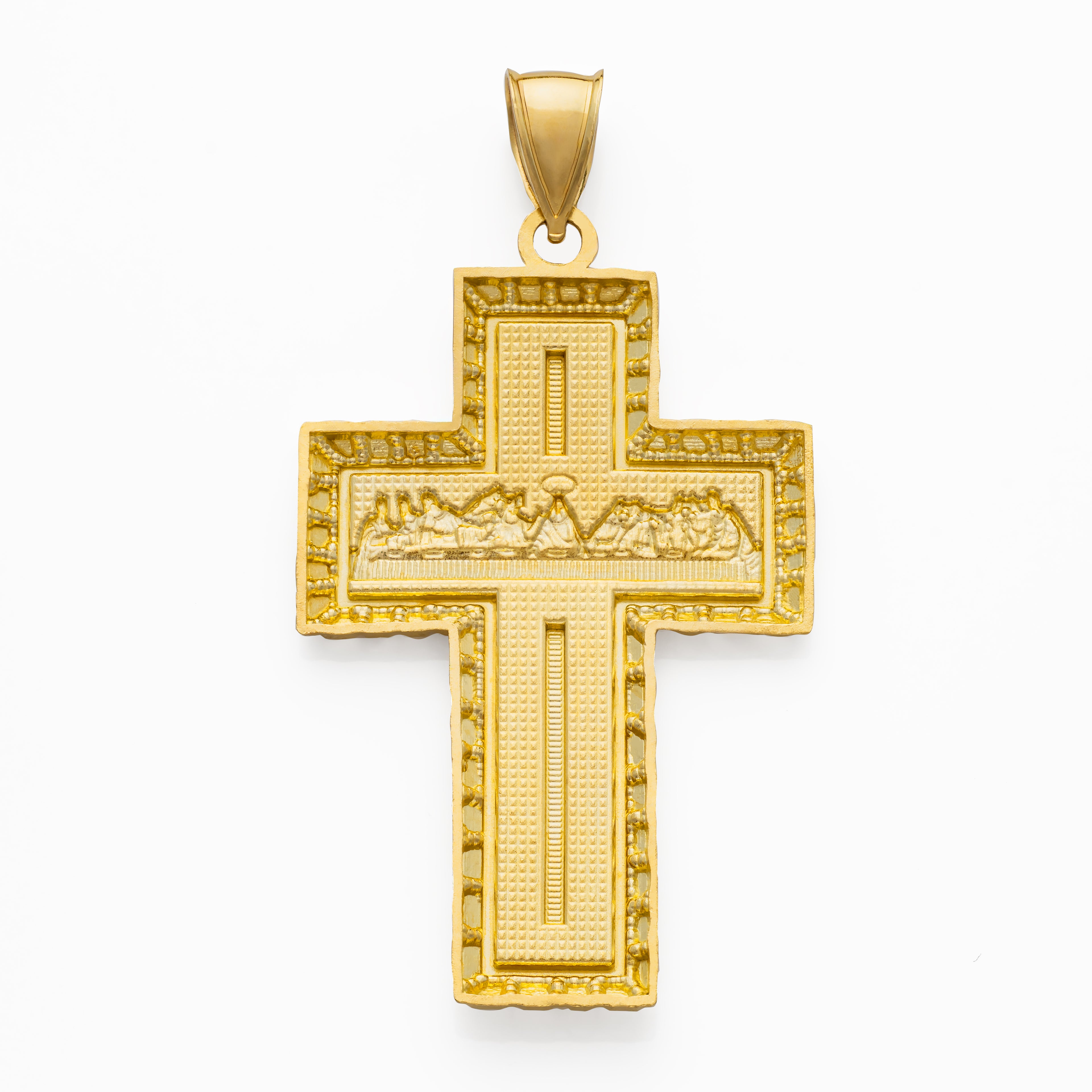 10k Solid Gold Last Supper HQ Cross Pendant 8.5 grams