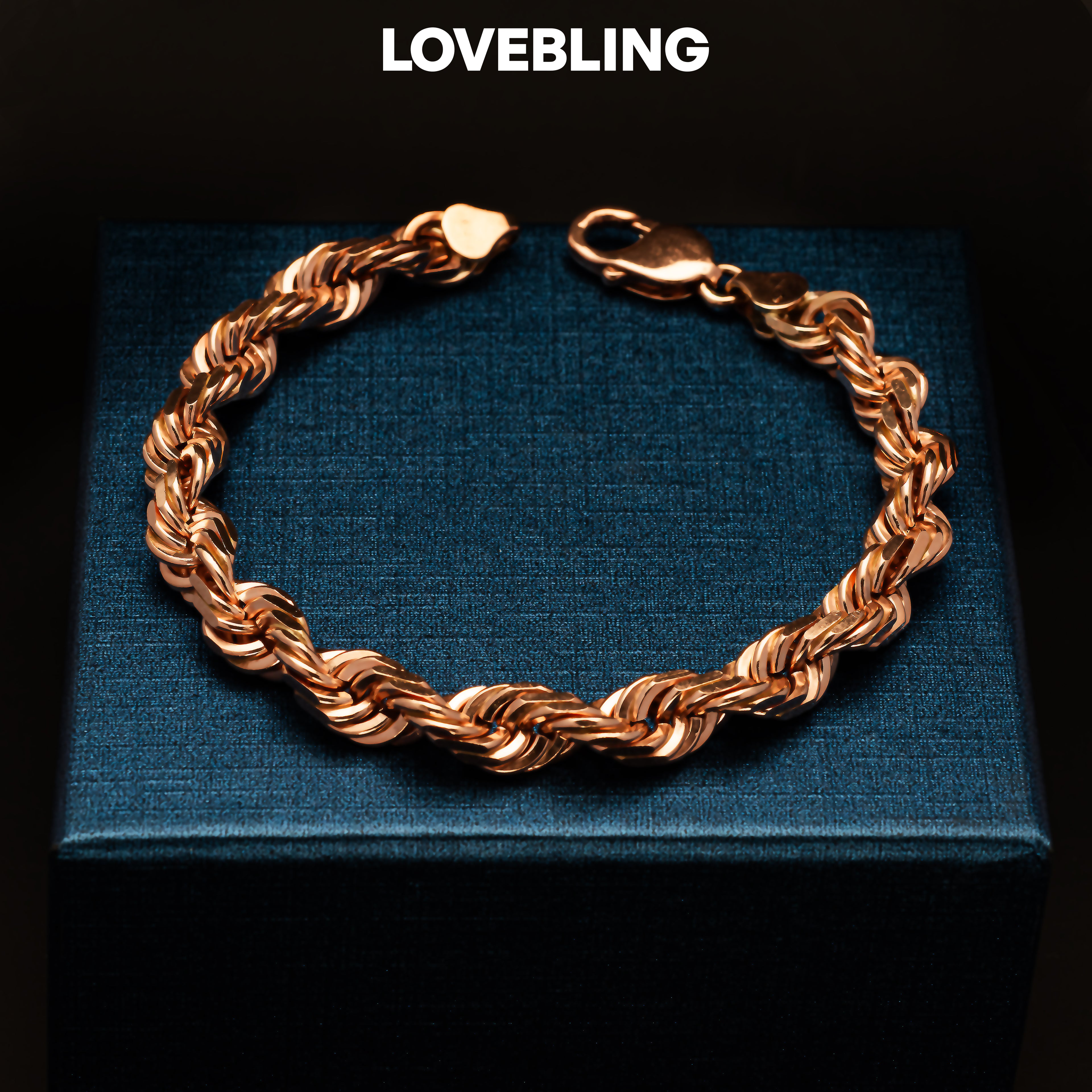 14k Rose Gold Solid Diamond Cut Rope Chain